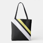 Aangepaste initiaal diagonale lijnen zwart tote bag (Achterkant)