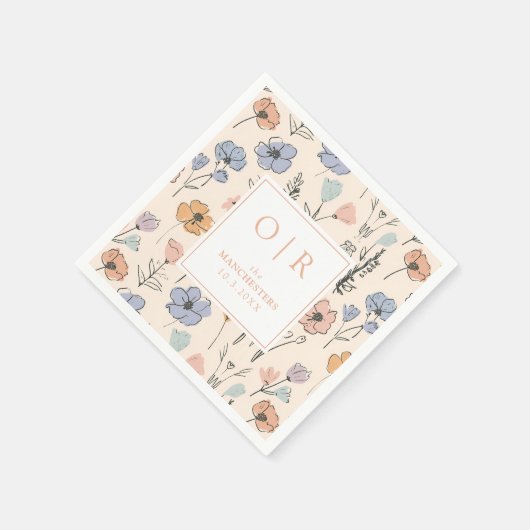 Aangepaste Initiaal lente bloemenbruiloft servette Servet (Hoek)