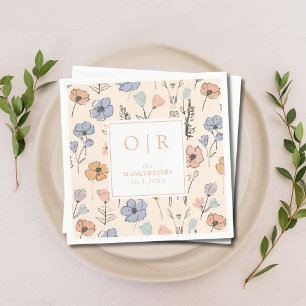 Aangepaste Initiaal lente bloemenbruiloft servette Servet