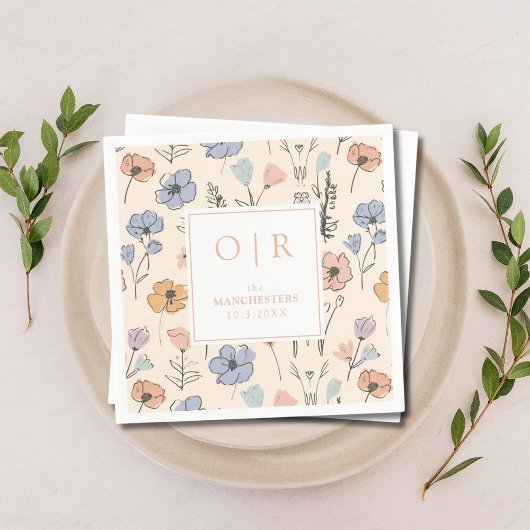 Aangepaste Initiaal lente bloemenbruiloft servette Servet