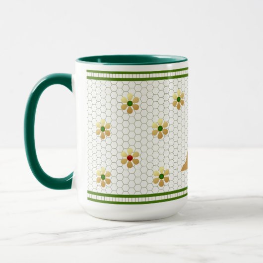 Aangepaste Initiaal Letter | Chique Gold Daisy Hon Mok (Links)