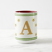 Aangepaste Initiaal Letter | Chique Gold Daisy Hon Mok (Midden)