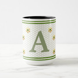Aangepaste Initiaal Letter | Chique Gold Daisy Hon Mok