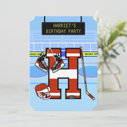 Aangepaste Initiaal letter H IJshockey Kaart (Staand voorkant)