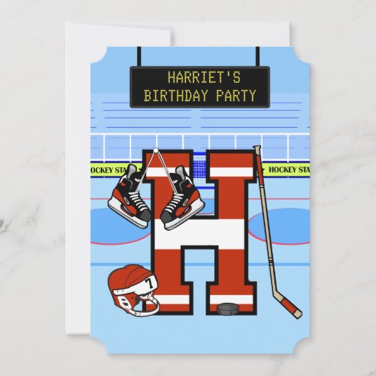 Aangepaste Initiaal letter H IJshockey Kaart (Voorkant)