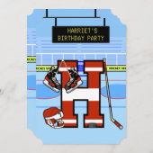 Aangepaste Initiaal letter H IJshockey Kaart (Voorkant / Achterkant)