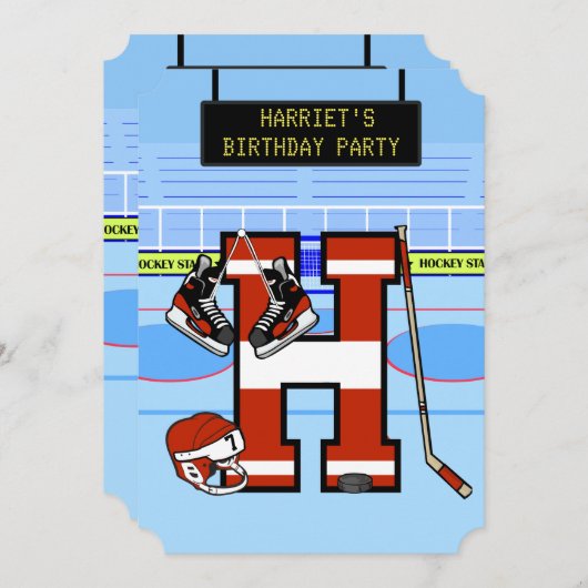 Aangepaste Initiaal letter H IJshockey Kaart (Voorkant / Achterkant)