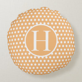 Aangepaste initiaal letter Polka Dot Licht Sinaasa Rond Kussen