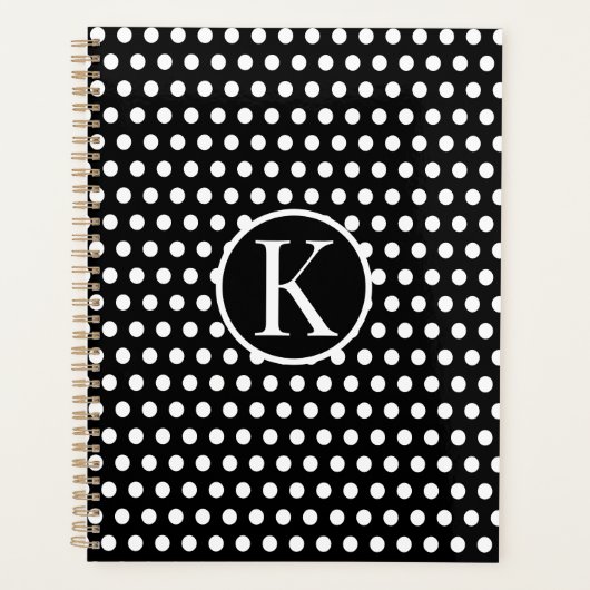 Aangepaste initiaal letter Polka Dot Planner (Voorkant)