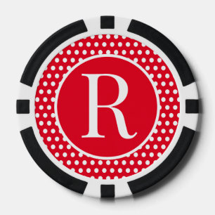 Aangepaste initiaal letter Polka Dot Poker Chips