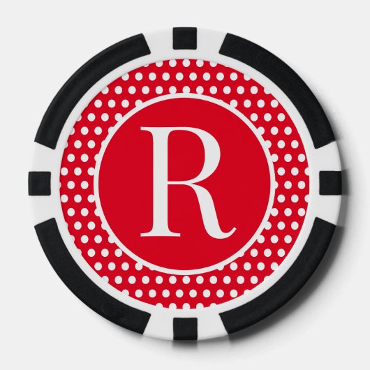Aangepaste initiaal letter Polka Dot Poker Chips (Voorkant)