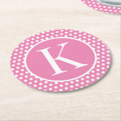 Aangepaste initiaal letter Polka Dot Ronde Kartonnen Onderzetter (Gebogen)