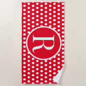 Aangepaste initiaal letter Polka Dot Strandlaken (Voorkant)