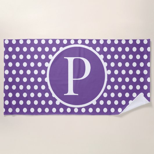 Aangepaste initiaal letter Polka Dot Strandlaken (Voorkant)