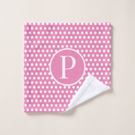 Aangepaste initiaal letter Polka Dot Washandje (Wasdoekje)