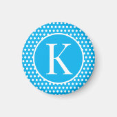 Aangepaste initiaal letter Polka Dots Sky Blue Magneet (Voorkant)