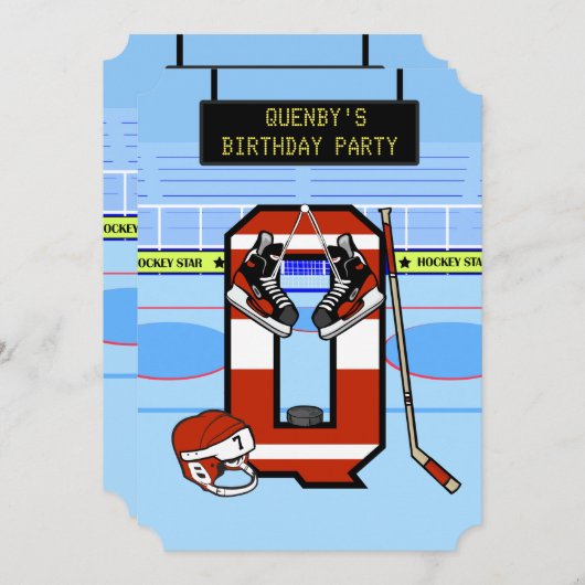 Aangepaste Initiaal letter Q IJshockey Kaart (Voorkant / Achterkant)