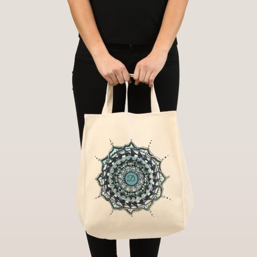 Aangepaste Initiaal Mandala Design Canvas tas (Voorkant (product))