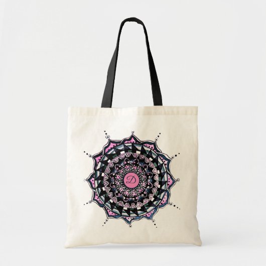 Aangepaste Initiaal Mandala Design Canvas tas (Voorkant)