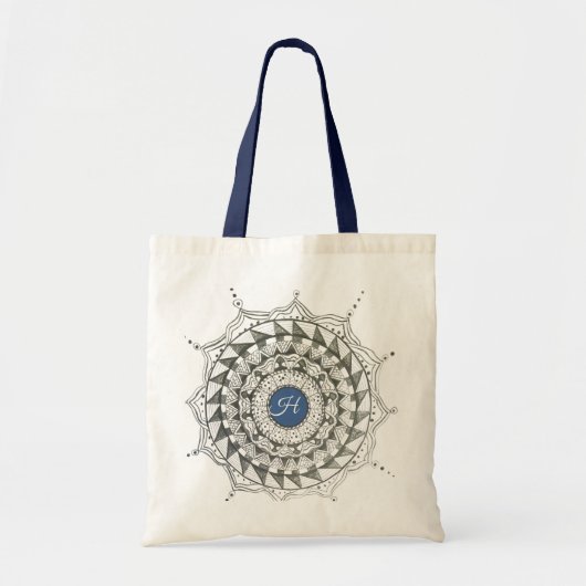 Aangepaste Initiaal Mandala Design Canvas tas (Voorkant)