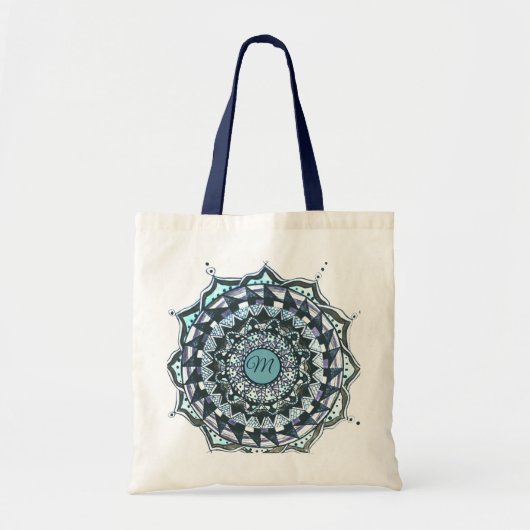 Aangepaste Initiaal Mandala Design Canvas tas (Voorkant)