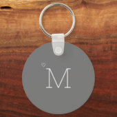 Aangepaste Initiaal minimalistisch stijlvol grijs Sleutelhanger (Voorkant)