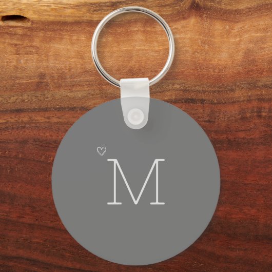 Aangepaste Initiaal minimalistisch stijlvol grijs Sleutelhanger (Voorkant)