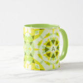 Aangepaste Initiaal Monogram Geel Groene Sterthee Mok (Voorkant rechts)