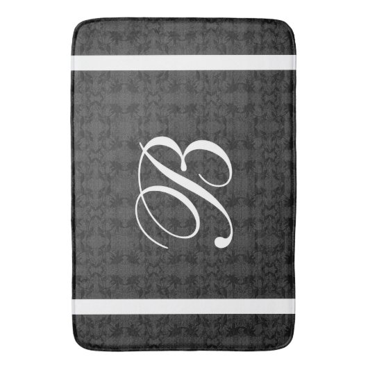 Aangepaste Initiaal Monogram Zwart-wit Badmat (Voorkant Verticaal)