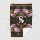 Aangepaste initiaal naam damesmuiltje bloemen golfhanddoek (Insitu)