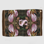 Aangepaste initiaal naam damesmuiltje bloemen golfhanddoek (Horizontaal)