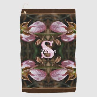 Aangepaste initiaal naam damesmuiltje bloemen golfhanddoek
