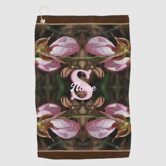 Aangepaste initiaal naam damesmuiltje bloemen golfhanddoek (Voorkant)