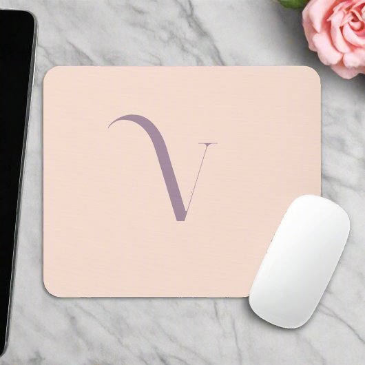 Aangepaste Initiaal naam Girly clean Script Blush  Muismat