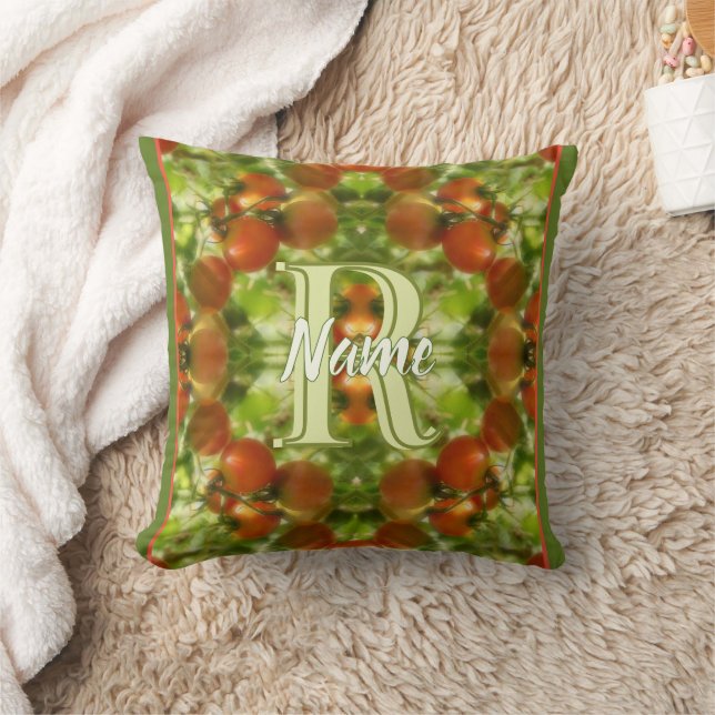 Aangepaste initiaal naam moestuin tomaten kussen (Deken)
