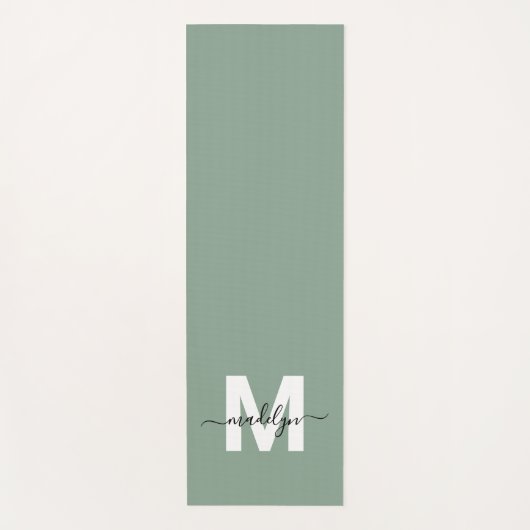 Aangepaste Initiaal naam Monogram Sage Groen Yogamat (Voorkant)