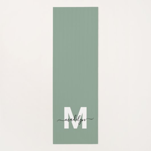 Aangepaste Initiaal naam Monogram Sage Groen Yogamat (Achterkant)