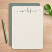 Aangepaste Initiaal naam Sage Groen Typografie Scr Notitiekaartje