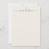 Aangepaste Initiaal naam Sage Groen Typografie Scr Notitiekaartje (Voorkant)