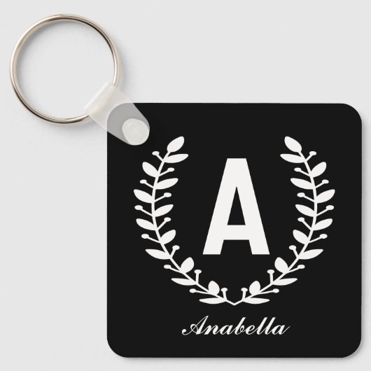 Aangepaste Initiaal Naam Sleutelhanger, Gift voor  Sleutelhanger (Voorkant)