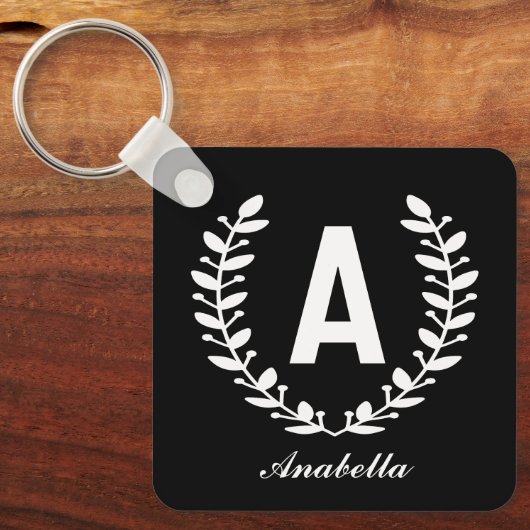 Aangepaste Initiaal Naam Sleutelhanger, Gift voor Sleutelhanger (Voorkant)