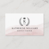 Aangepaste Initiaal & Naam Wit Zwart Roze Monogram Visitekaartje (Voorkant)