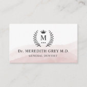 Aangepaste Initiaal & Naam Wit Zwart Roze Monogram Visitekaartje (Voorkant)