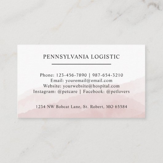 Aangepaste Initiaal & Naam Wit Zwart Roze Monogram Visitekaartje (Achterkant)