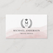 Aangepaste Initiaal & Naam Wit Zwart Roze Monogram Visitekaartje (Voorkant)