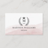 Aangepaste Initiaal & Naam Wit Zwart Roze Monogram Visitekaartje (Voorkant)