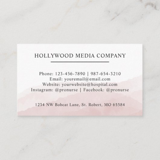 Aangepaste Initiaal & Naam Wit Zwart Roze Monogram Visitekaartje (Achterkant)