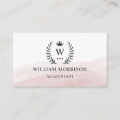 Aangepaste Initiaal & Naam Wit Zwart Roze Monogram Visitekaartje (Voorkant)