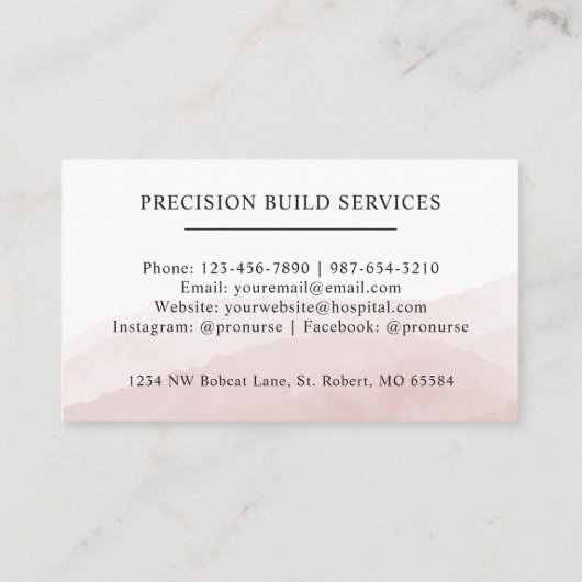 Aangepaste Initiaal & Naam Wit Zwart Roze Monogram Visitekaartje (Achterkant)