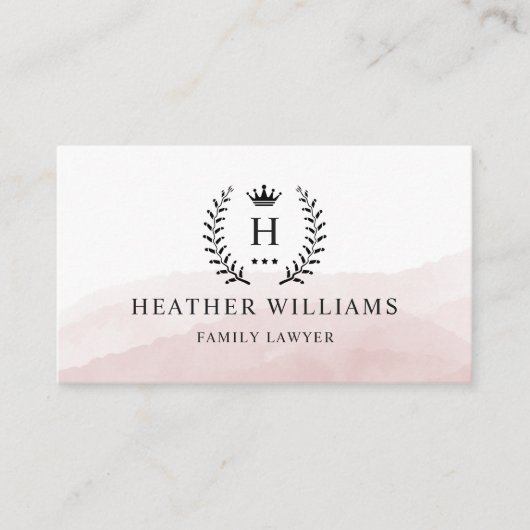 Aangepaste Initiaal & Naam Wit Zwart Roze Monogram Visitekaartje (Voorkant)